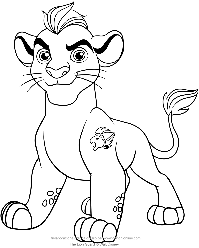 Desenho de Kion (A Guarda do Leo) para impresso e colorir