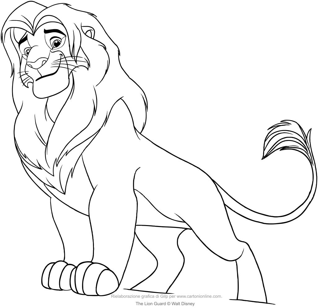 Desenho de Simba (A Guarda do Leo) para impresso e colorir