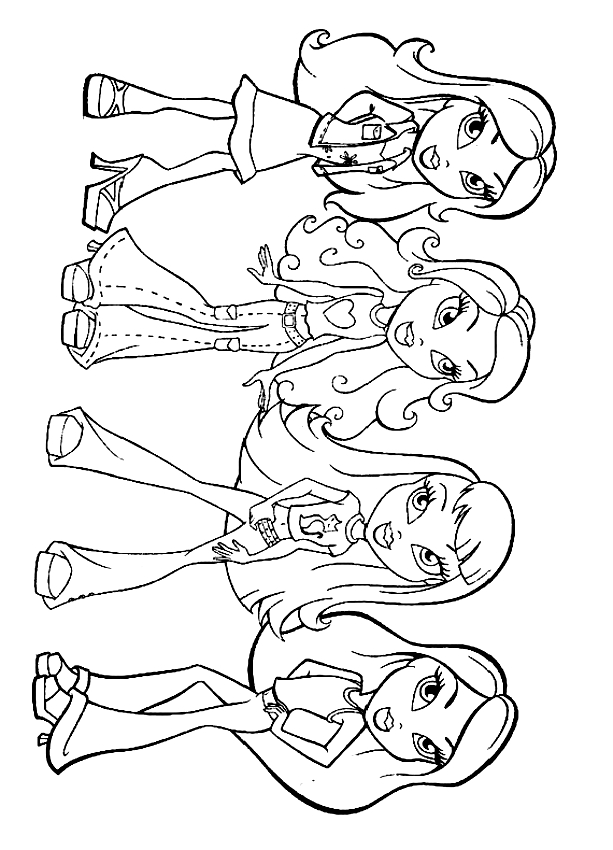 Desenho de as Bratz para impresso e colorir