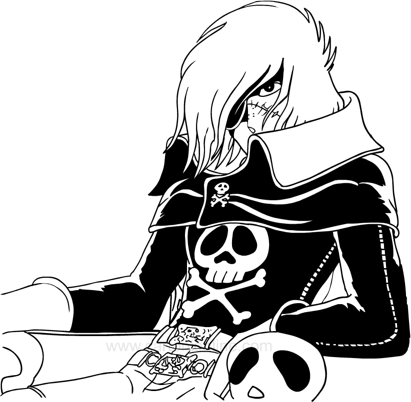 Desenho de Capito Harlock para impresso e colorir