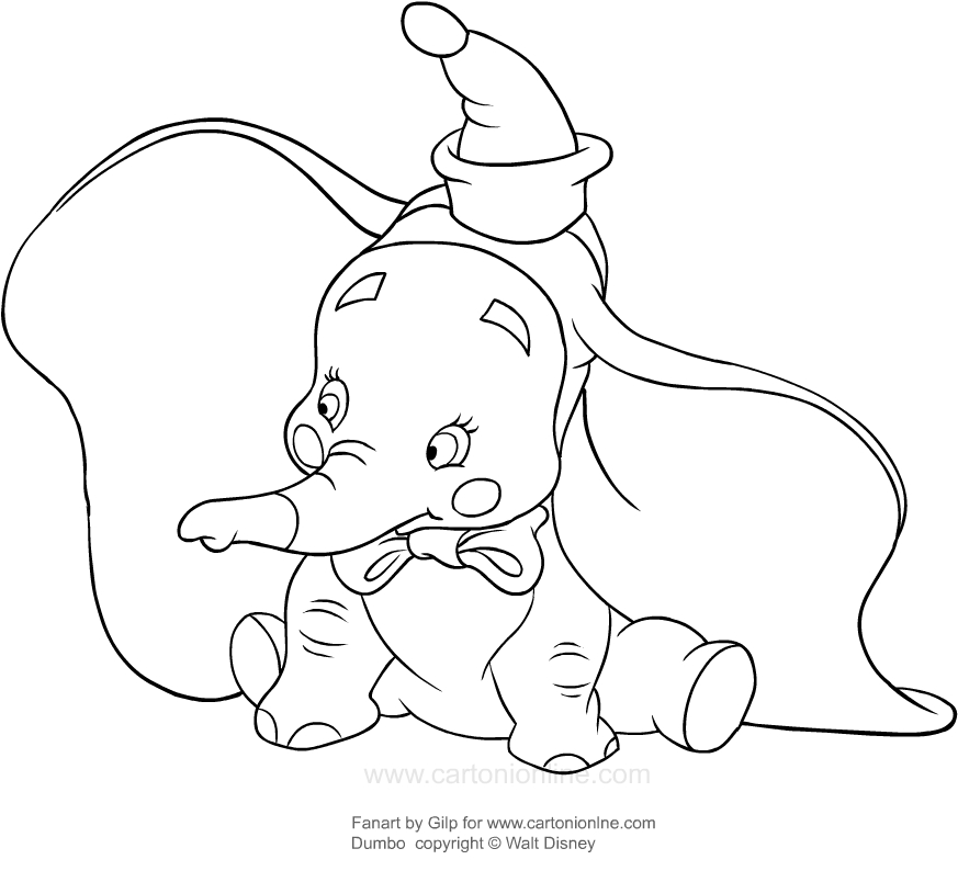 Desenho de Dumbo Palhao para impresso e colorir