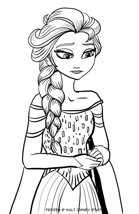 Desenho de Elsa triste para colorir