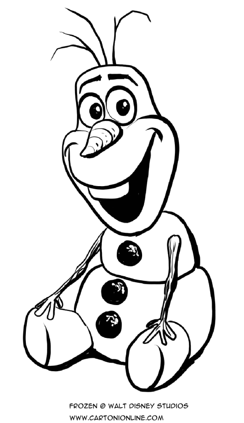 Desenho de Olaf sentado e sonriente para colorir