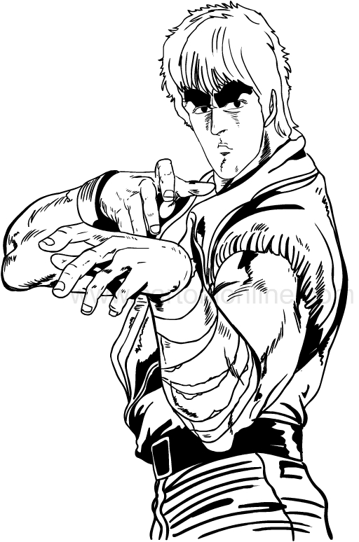 Desenho de Hokuto no Ken para impresso e colorir