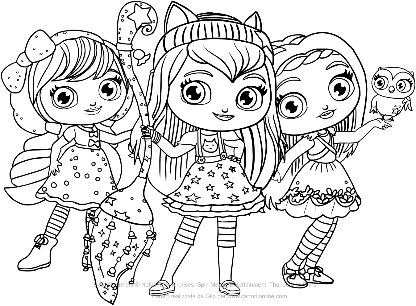 Desenho dos Little Charmers para impresso e colorir