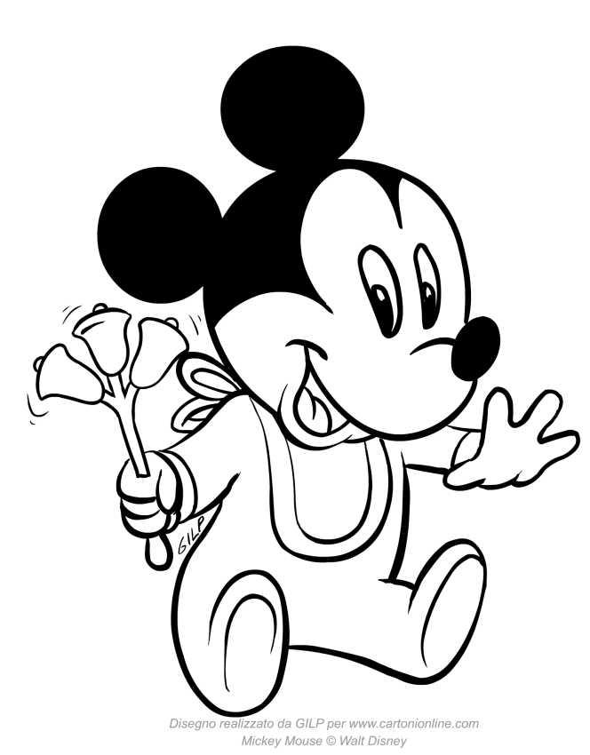 Desenho de Baby Mickey Mouse para impresso e colorir 