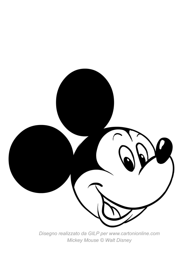 Desenho (o rosto) de Mickey Mouse para impresso e colorir 