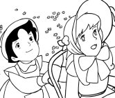 Desenho de Heidi e Clara para impresso e colorir