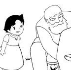 Desenho de Heidi ed il nonno para impresso e colorir