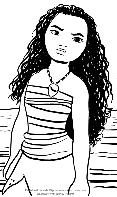 Desenho de Moana para impresso e colorir