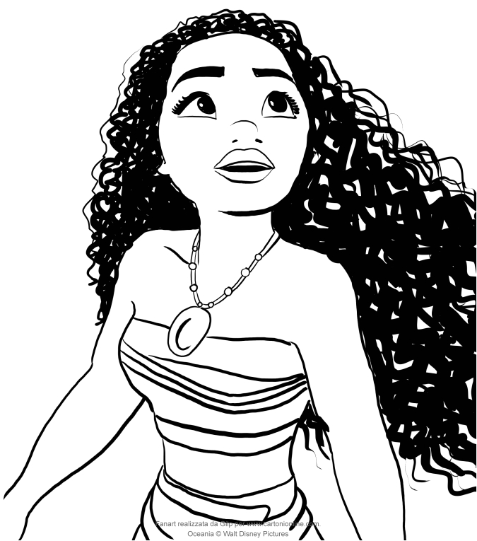 Desenho de Moana para impresso e colorir