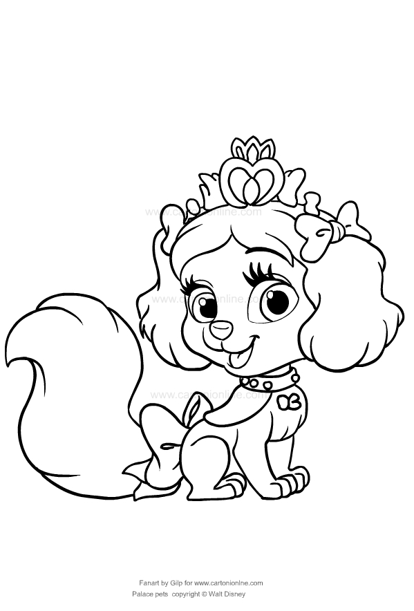 Desenho de Muffin the dog of Snow White Palace Pets para impresso e colorir