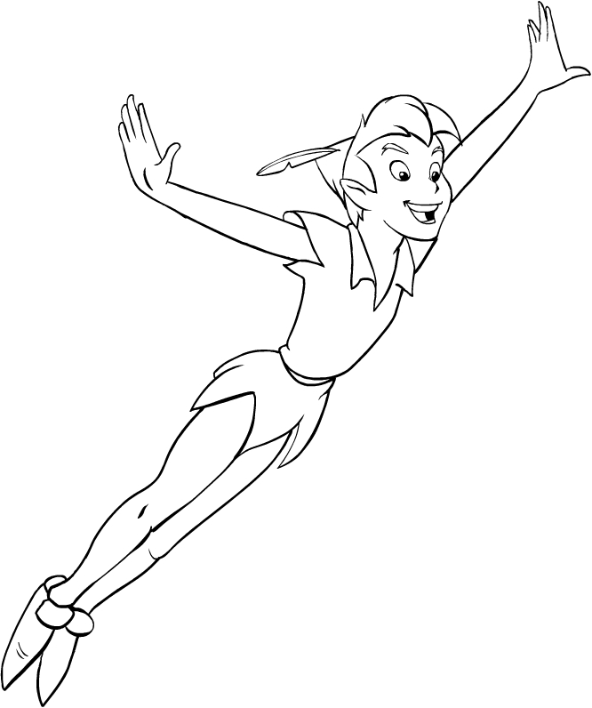 Desenho de Peter Pan em vo para impresso e colorir