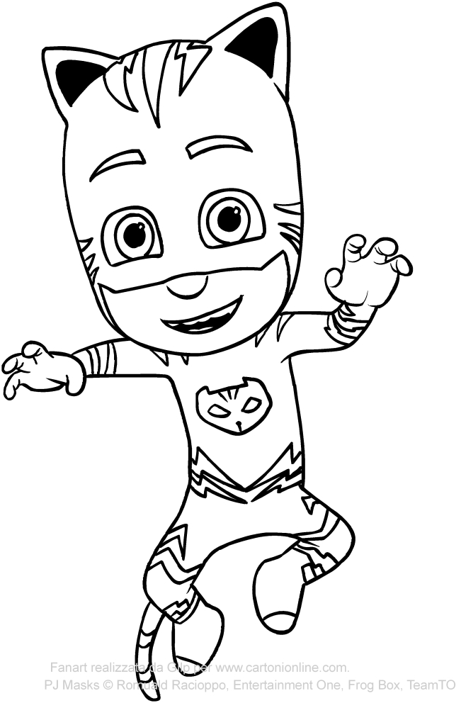 Desenho de Menino Gato dos PJ Masks para impresso e colorir