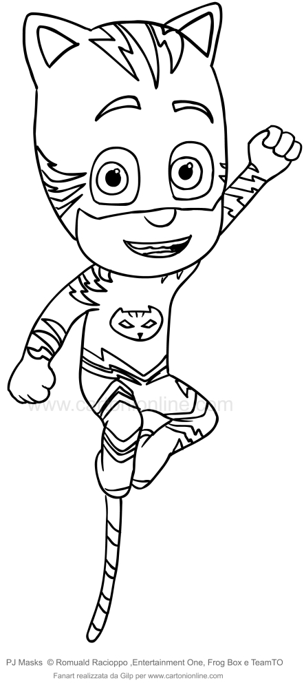 Desenho de Menino Gato dos PJ Masks para impresso e colorir