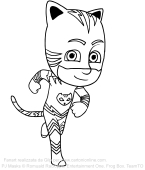Desenho de Menino Gato correndo para colorir