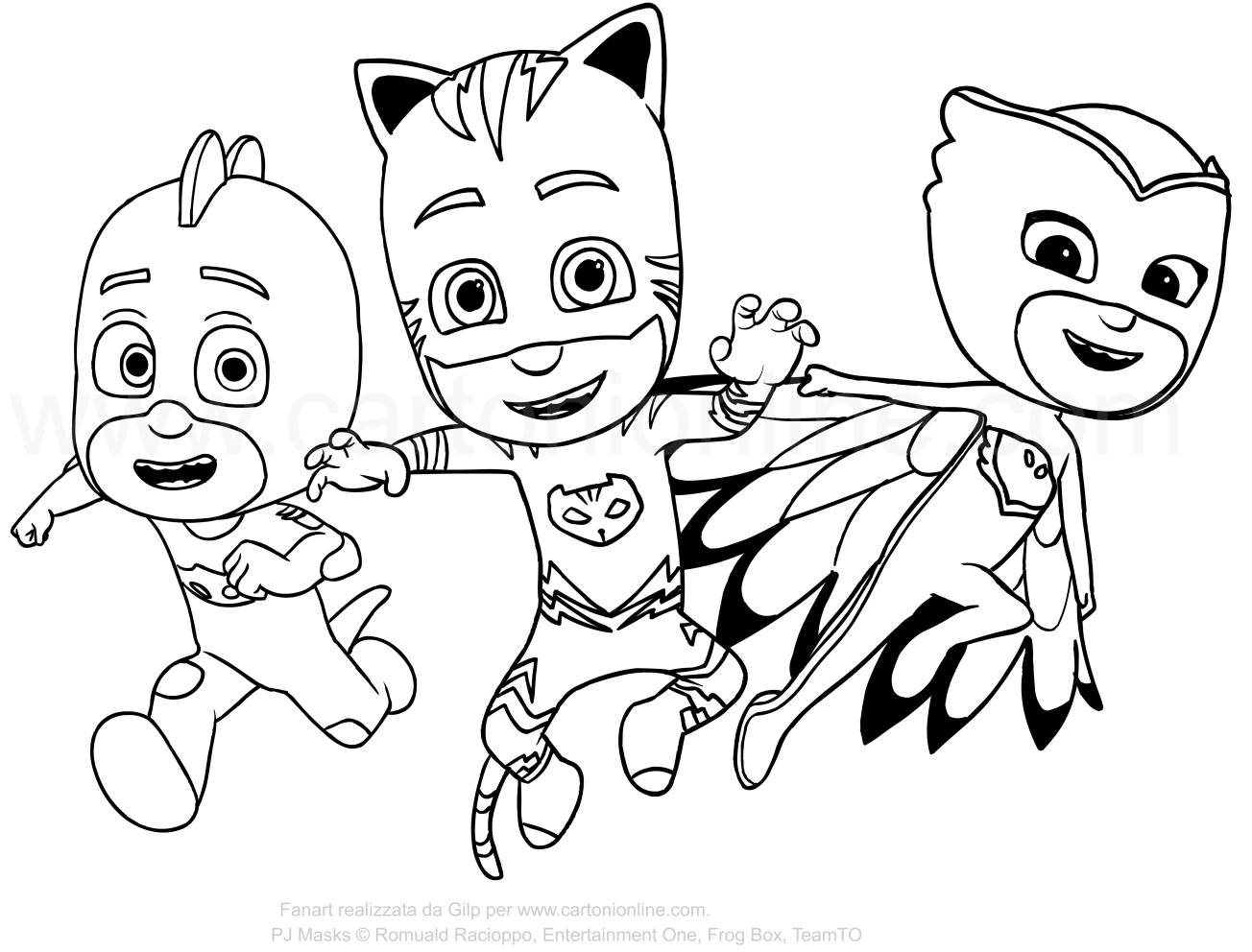 Desenho dos PJ Masks para impresso e colorir