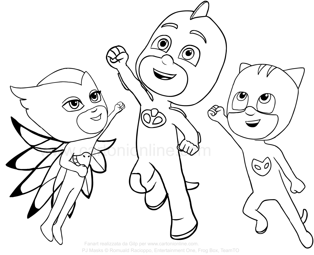 Desenho dos PJ Masks para impresso e colorir