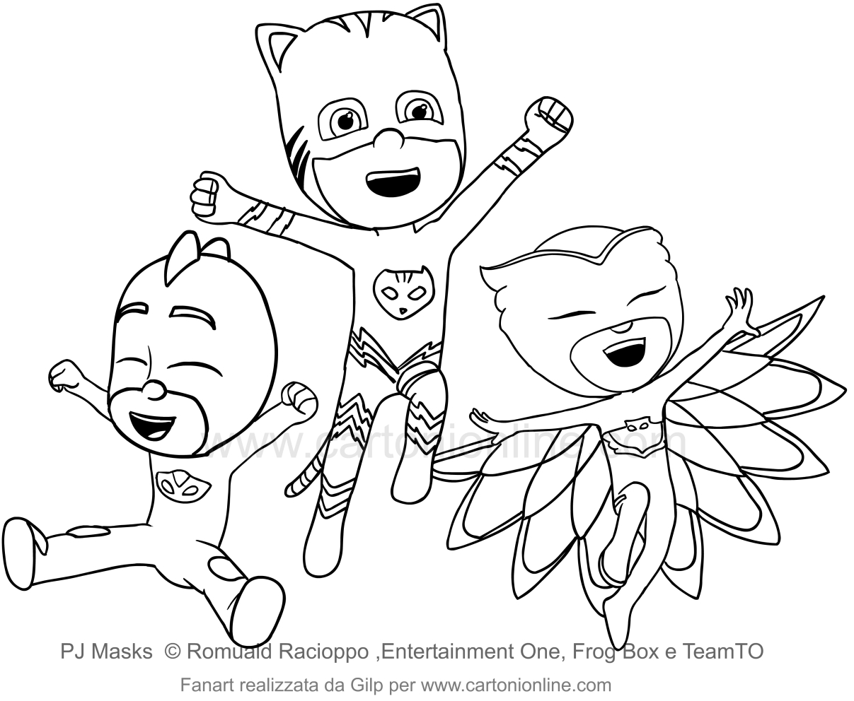 Desenho dos PJ Masks para impresso e colorir