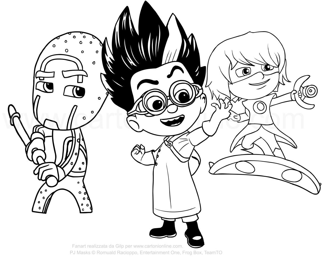 Desenho dos super Viles PJ Masks para impresso e colorir