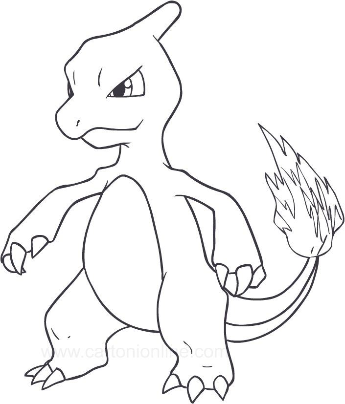 Desenho de Charmeleon dos Pokemon para impresso e colorir