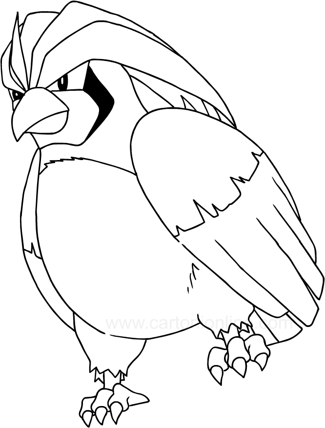 Desenho de Pidgeot dos Pokemon para impresso e colorir