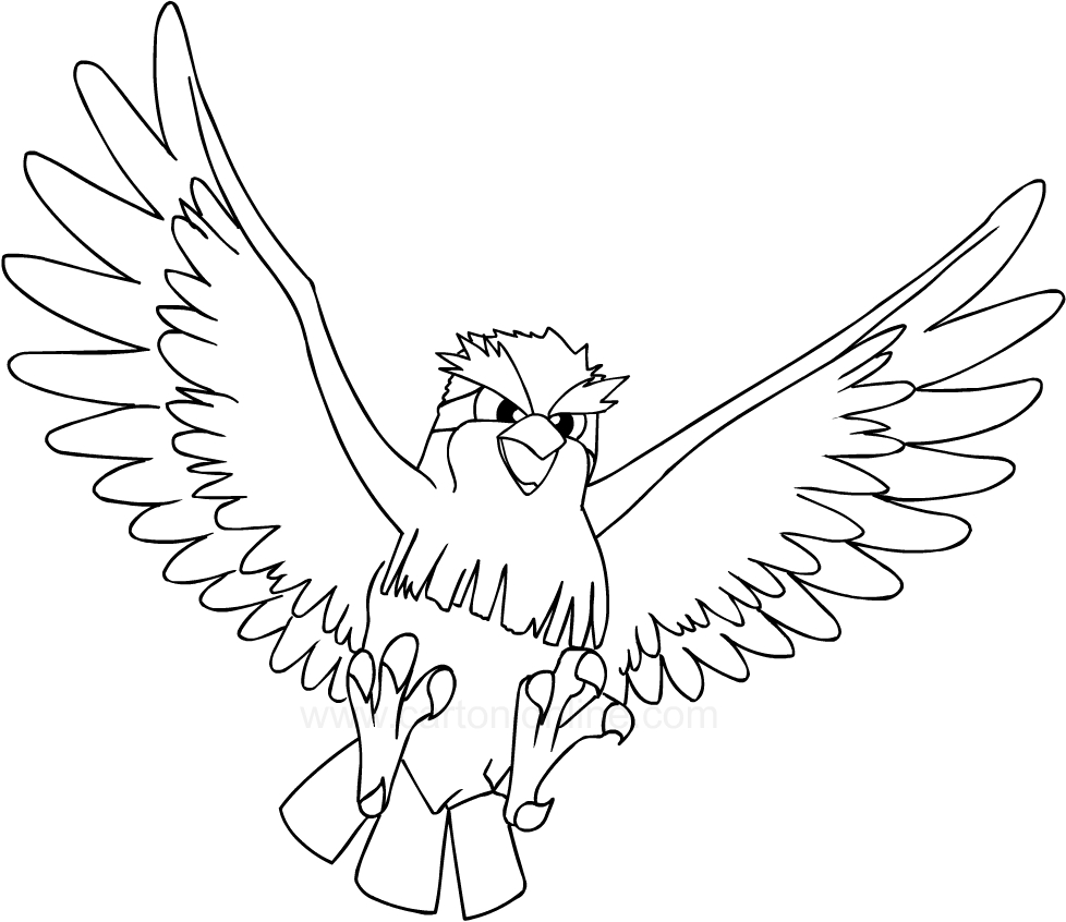 Desenho de Pidgey dos Pokemon para impresso e colorir