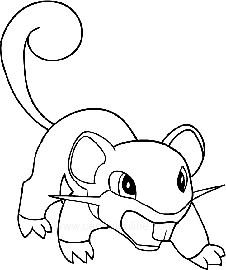 Desenho de Rattata dos Pokemon para impresso e colorir