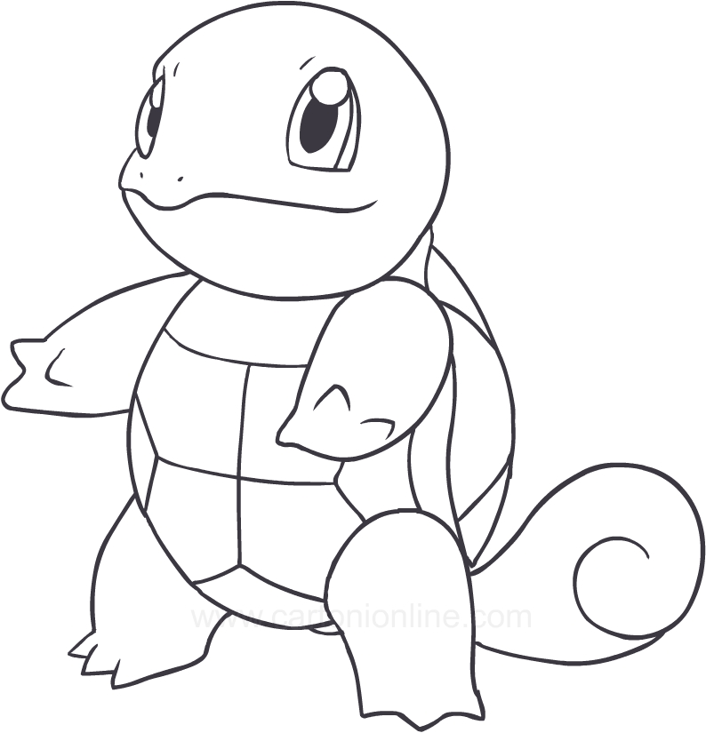 Desenho de Squirtle dos Pokemon para impresso e colorir