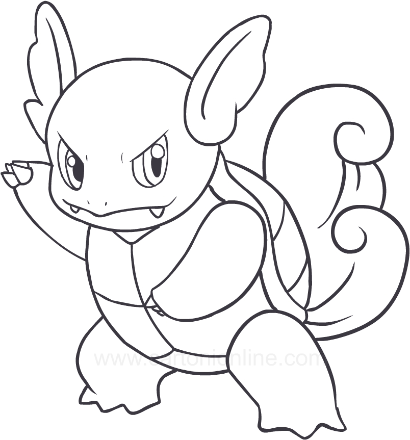 Desenho de Wartortle dos Pokemon para impresso e colorir