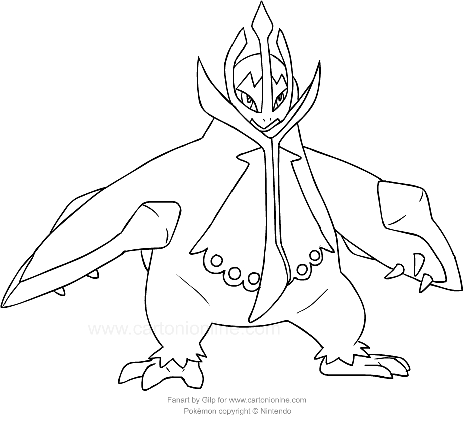 Desenho de Empoleon dos Pokemon para impresso e colorir