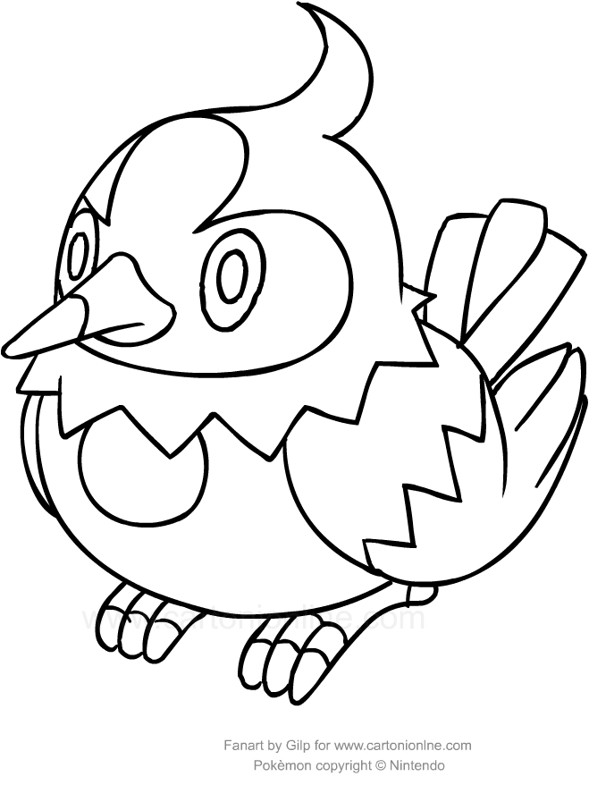 Desenho de Starly dos Pokemon para impresso e colorir