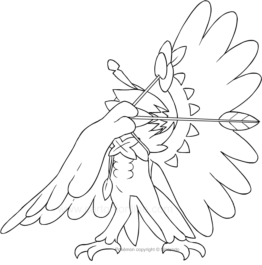 Desenho de Decidueye dos Pokemon para impresso e colorir