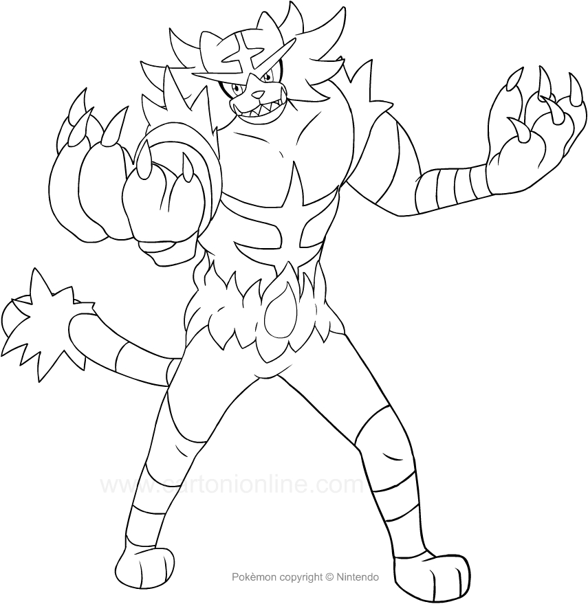 Desenho de Incineroar dos Pokemon para impresso e colorir