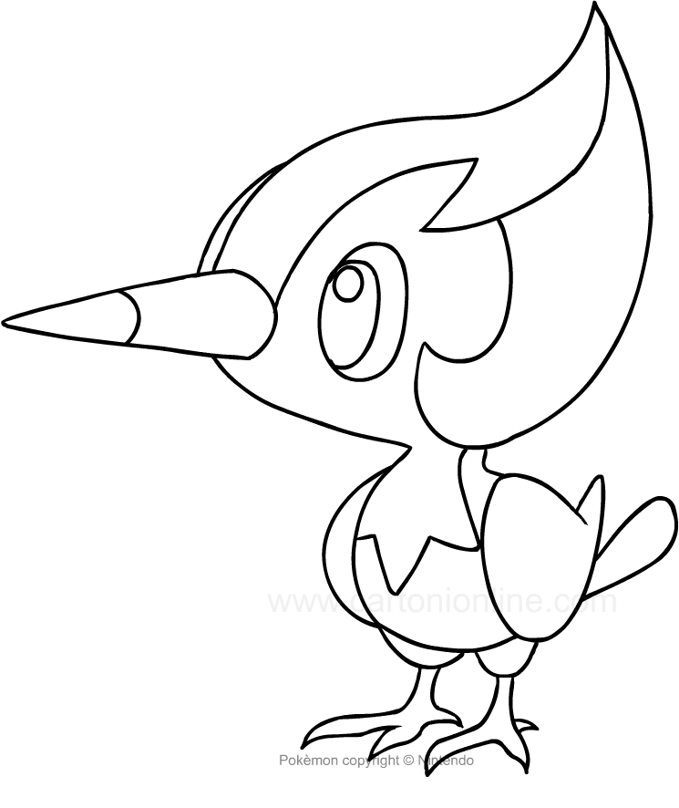 Desenho de Pikipek dos Pokemon para impresso e colorir