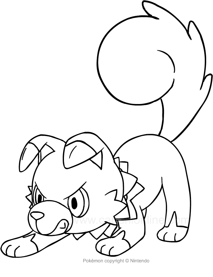 Desenho de Rockruff dos Pokemon para impresso e colorir