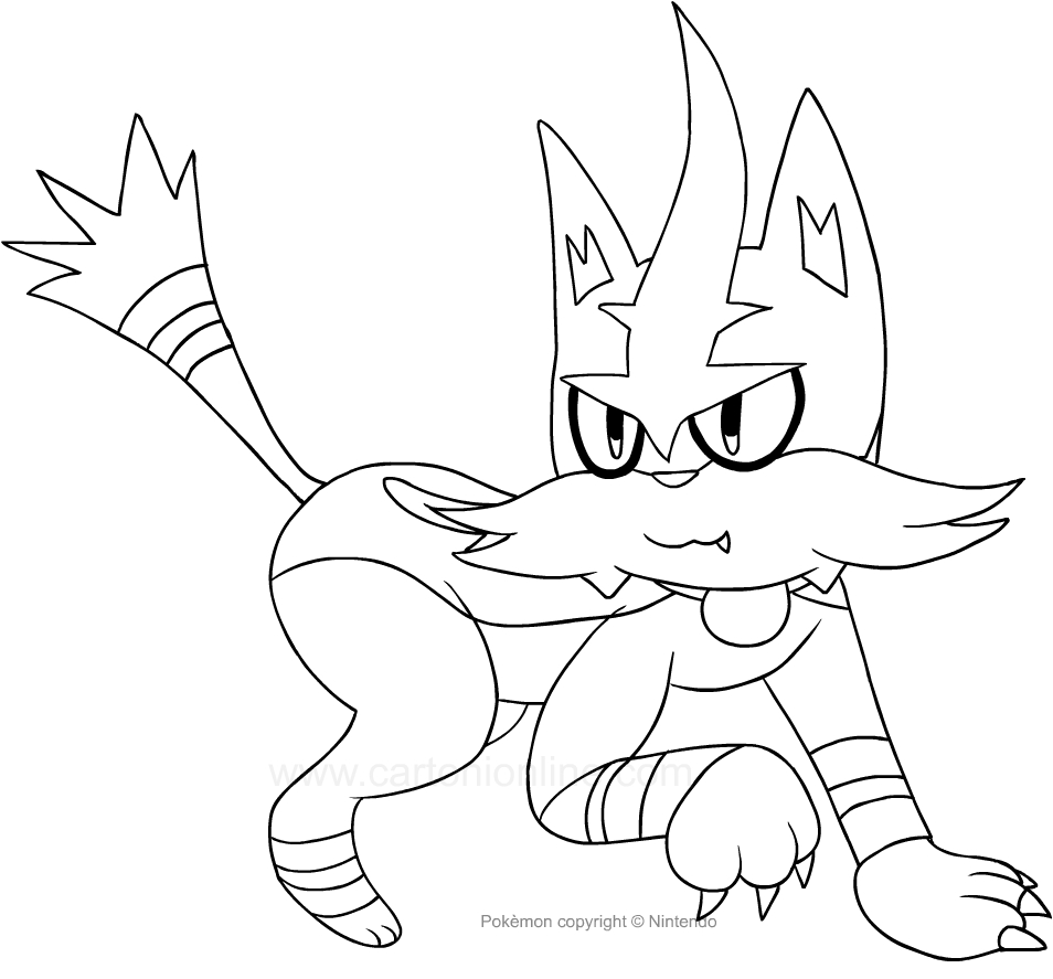 Desenho de Torracat dos Pokemon para impresso e colorir