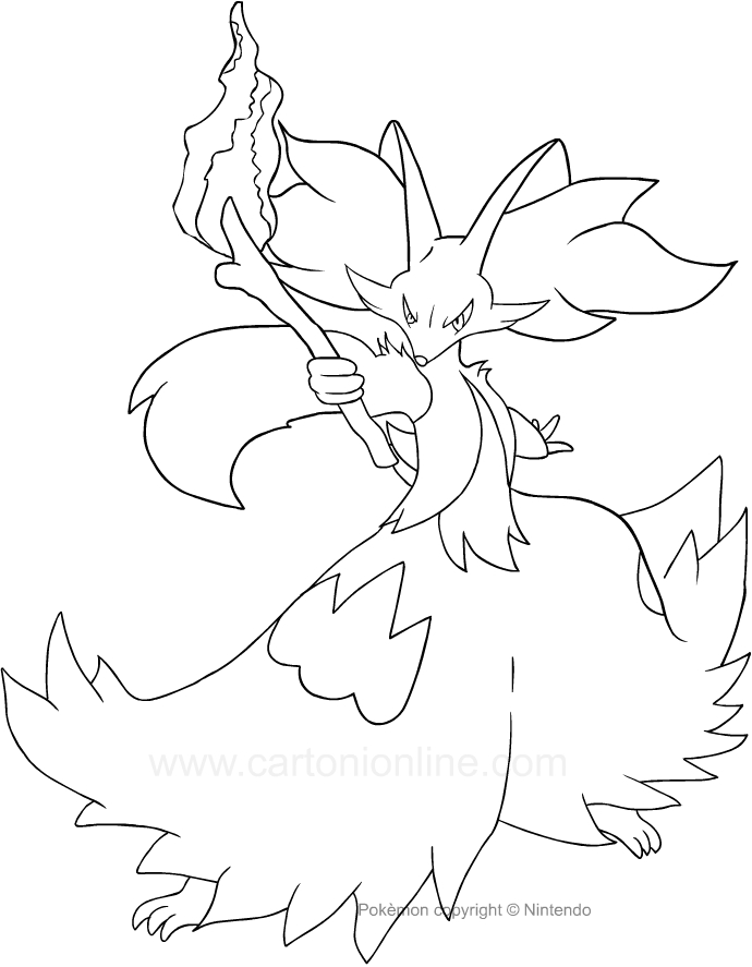 Desenho de Delphox dos Pokemon para impresso e colorir