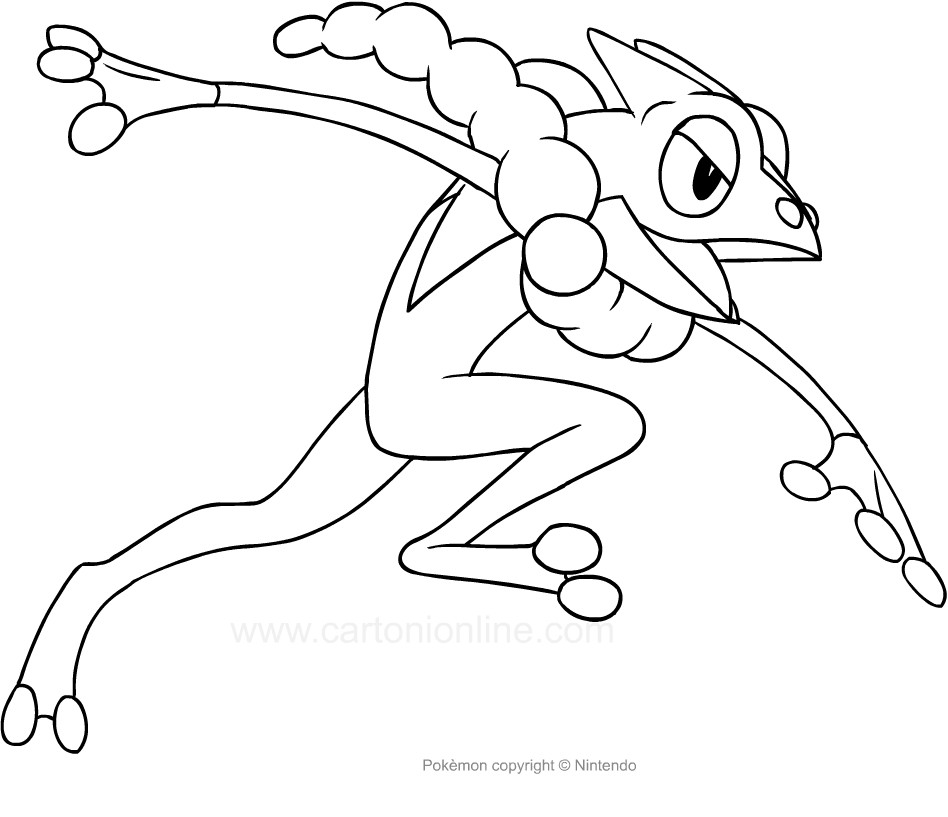 Desenho de Frogadier dos Pokemon para impresso e colorir