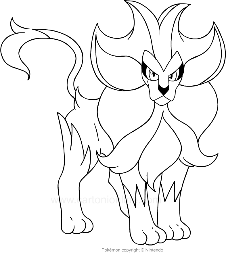 Desenho de Pyroar dos Pokemon para impresso e colorir