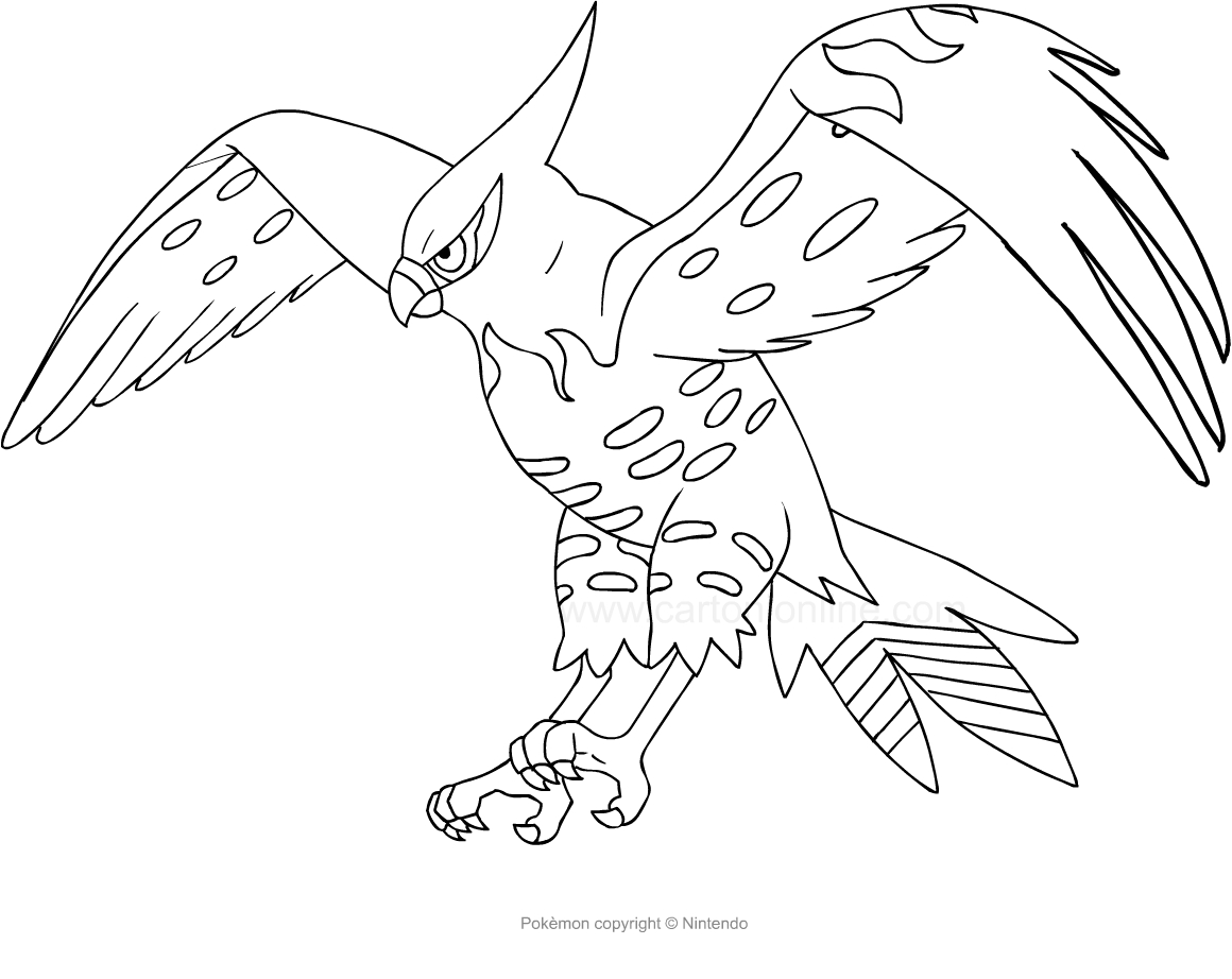 Desenho de Talonflame dos Pokemon para impresso e colorir