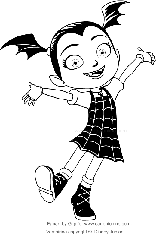 Desenho de Vampirina para impresso e colorir