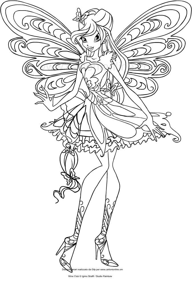 Desenho de Bloom Butterflix (Winx Club) para impresso e colorir