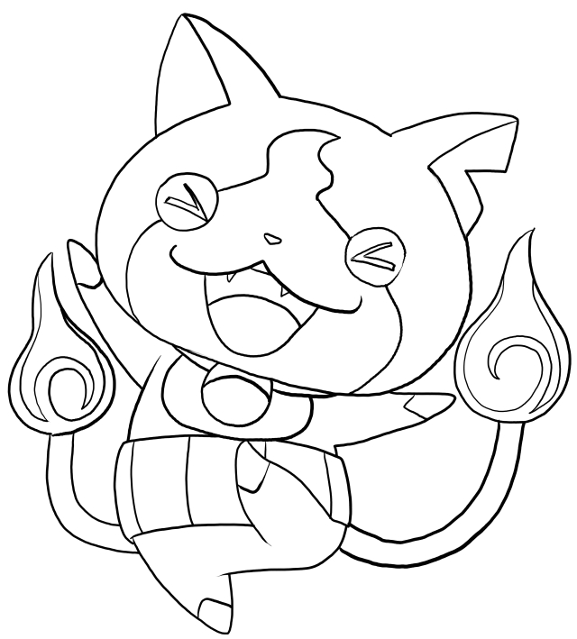 Desenho de Jibanyan de Yo-Kai Watch para impresso e colorir