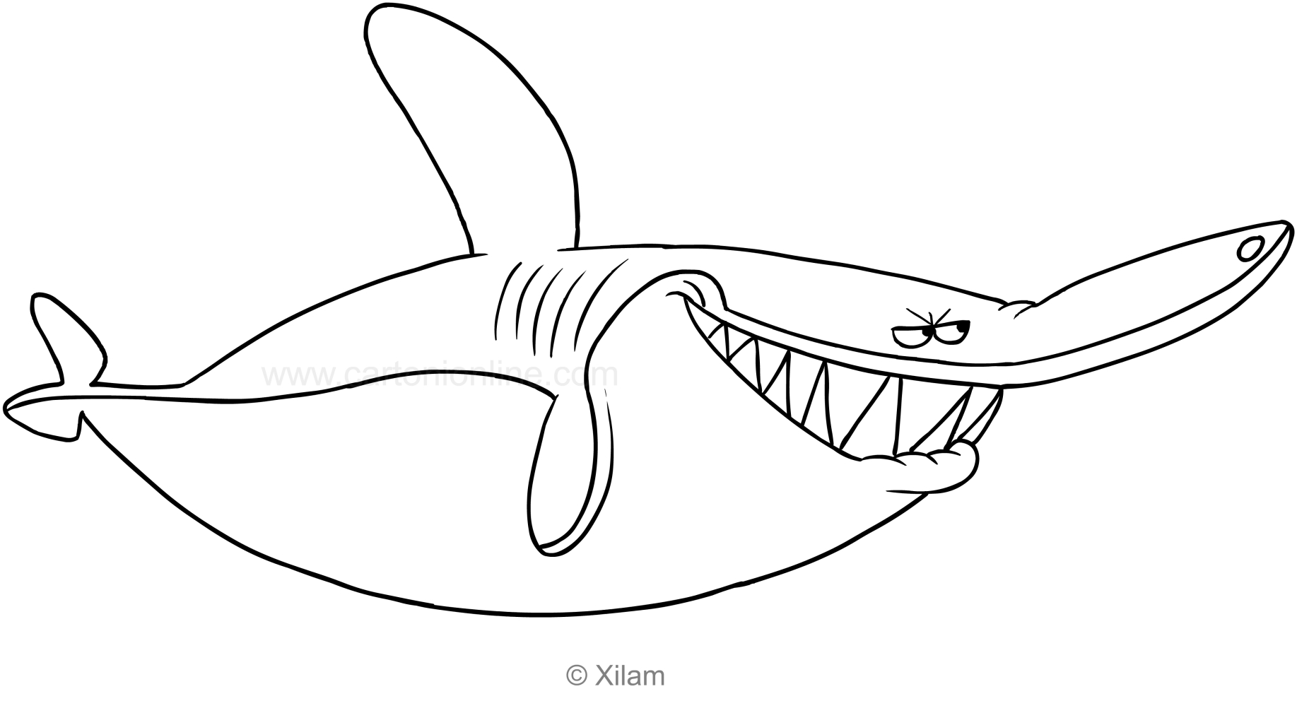 Desenho de Sharko ou tubaro para impresso e colorir