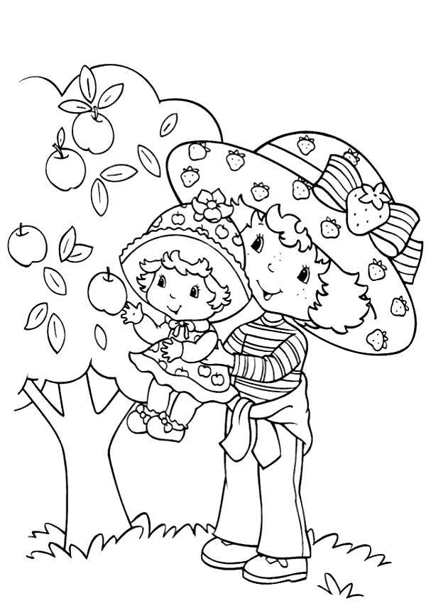 Coloriage de Chausson aux Pommes et Charlotte aux fraises  imprimer et colorier