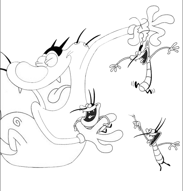 Coloriage de Oggy et les Cafards  imprimer et colorier