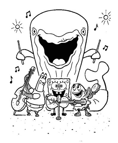 Les coloriages de Bob l'eponge canta e suona com la sua band  imprimer et colorier 