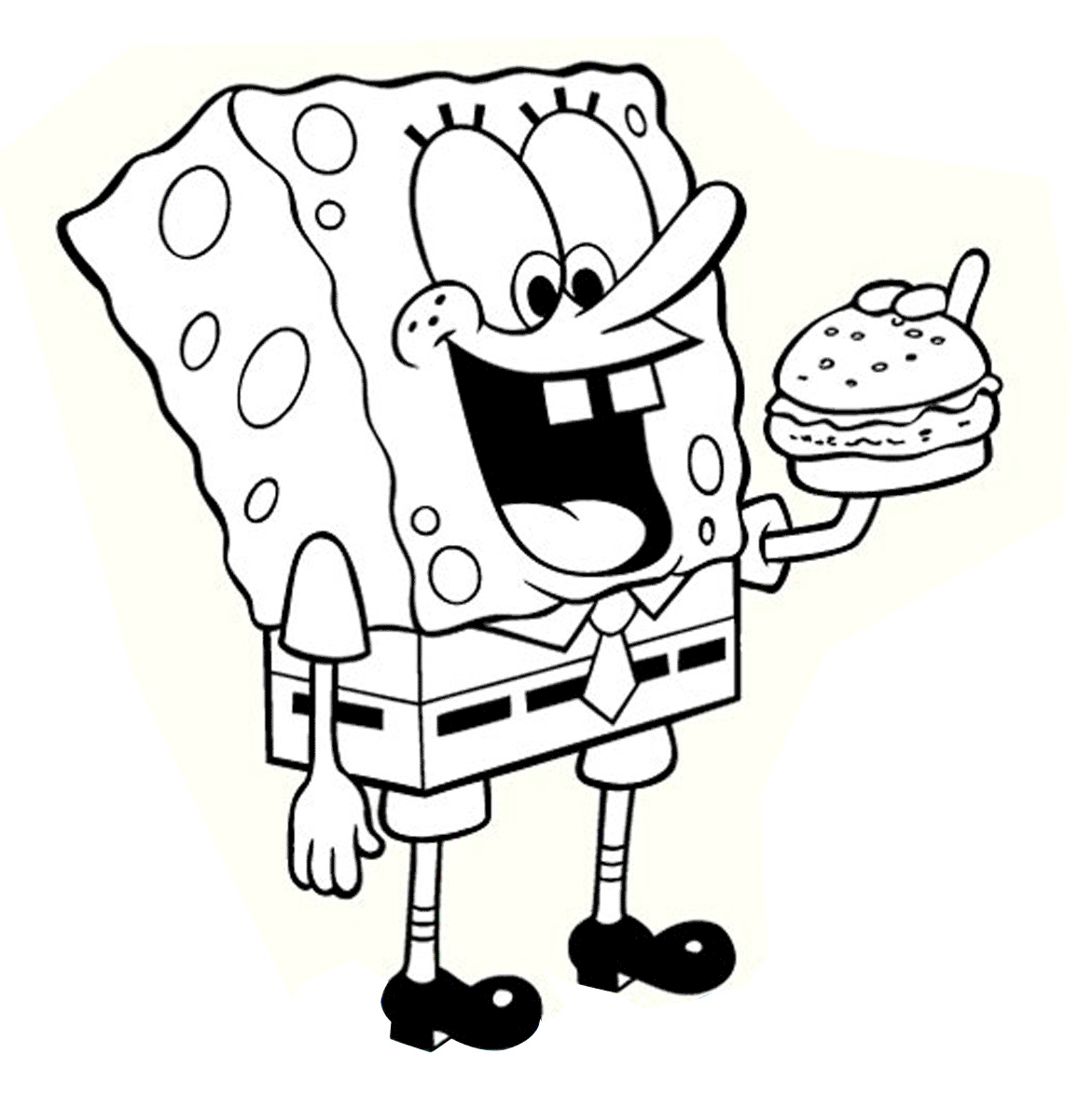 Les coloriages de Bob l'eponge che mangia un panino  imprimer et colorier 