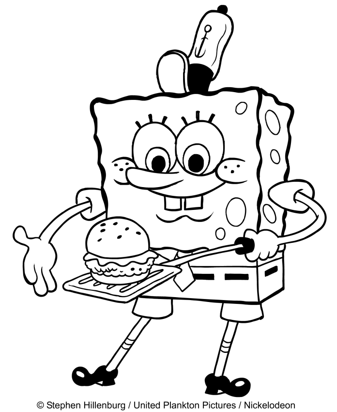 Les coloriages de Bob l'eponge che riscalda un panino  imprimer et colorier 